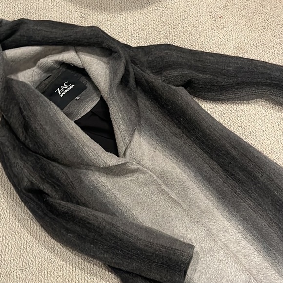 Zac Posen Women's Alisha Ombre Gray Wool Blend Long Wrap Coat 4 - Picture 4 of 11